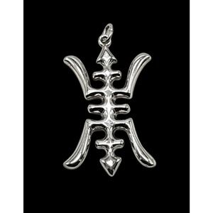 Vintage BA Ballou B.A.B. Geometric Brutalist Viking ? Silver 2 1/4" Pendant